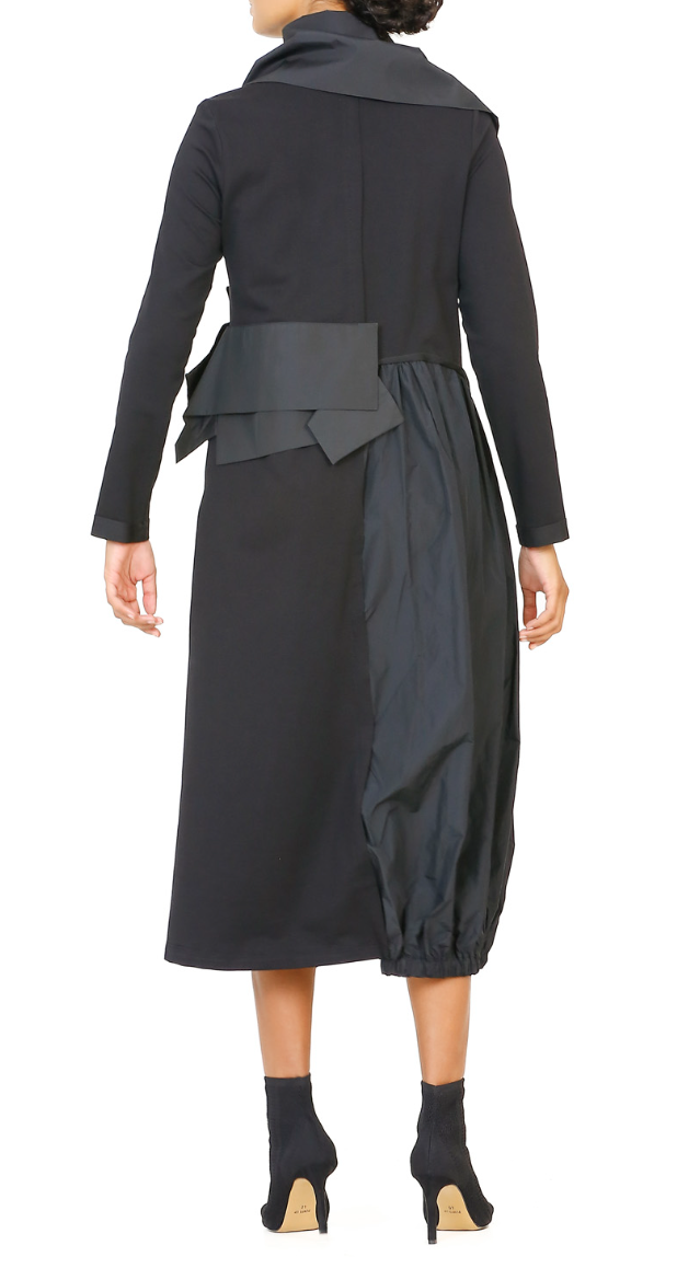 Taffeta Collar Dress - Black